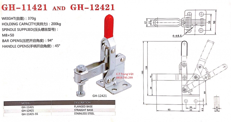 Kẹp định vị GH-12421, Cam kẹp GH-12421