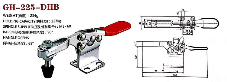 Kẹp định vị GH-225-DHB, cam kẹp GH-225-DHB