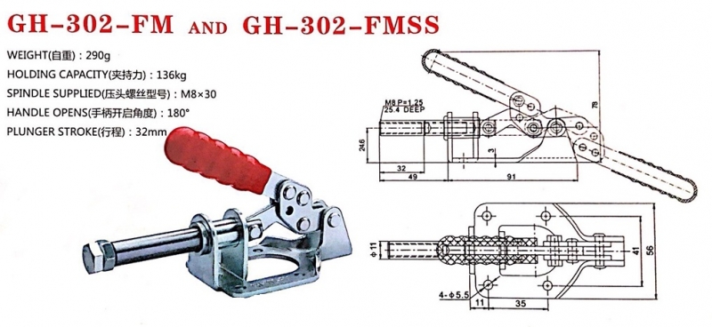 Kẹp định vị GH-302-FM, cam kẹp GH-302-FM