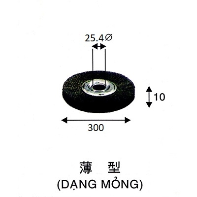 Bánh cước inox 300x10x25.4Ø Holy Light